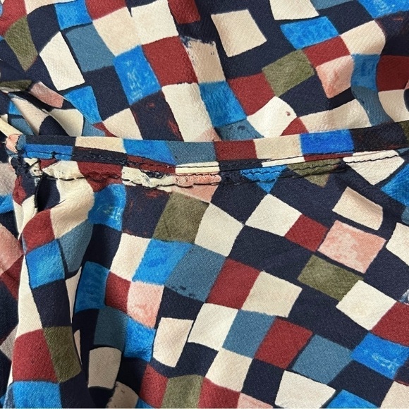 TORY BURCH Silk Mosaic Print Long Sleeve Tie Cuff Button Down Tunic Shirtdress 0 - Picture 10 of 10